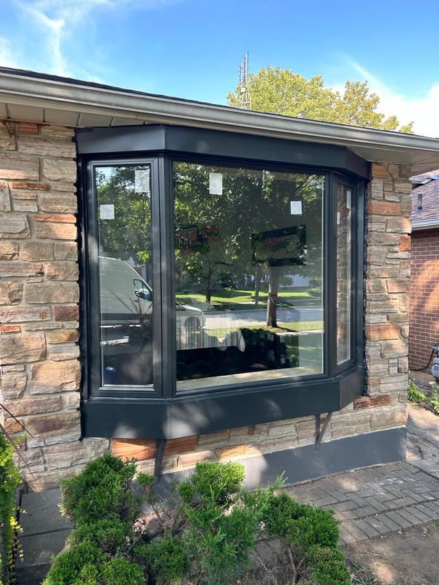Newly installed bay window on a home