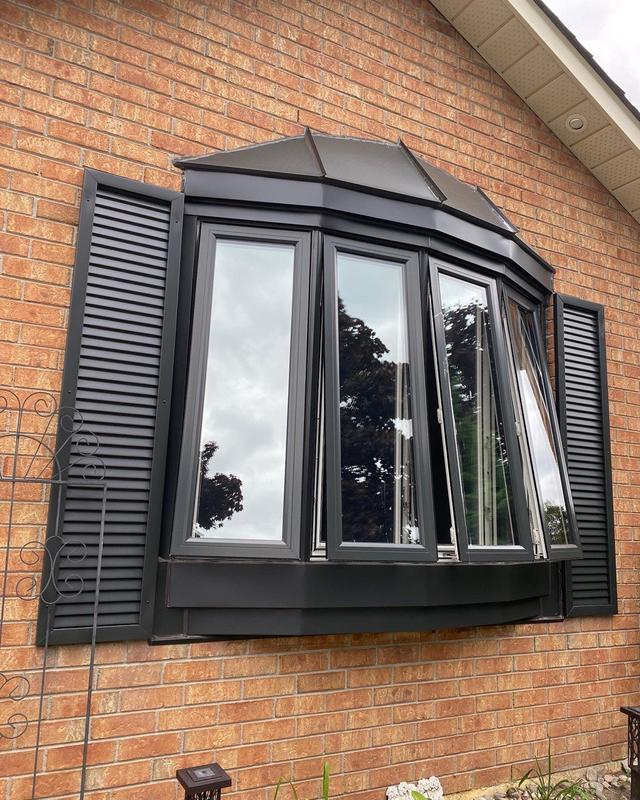 Newly installed bay window on a home