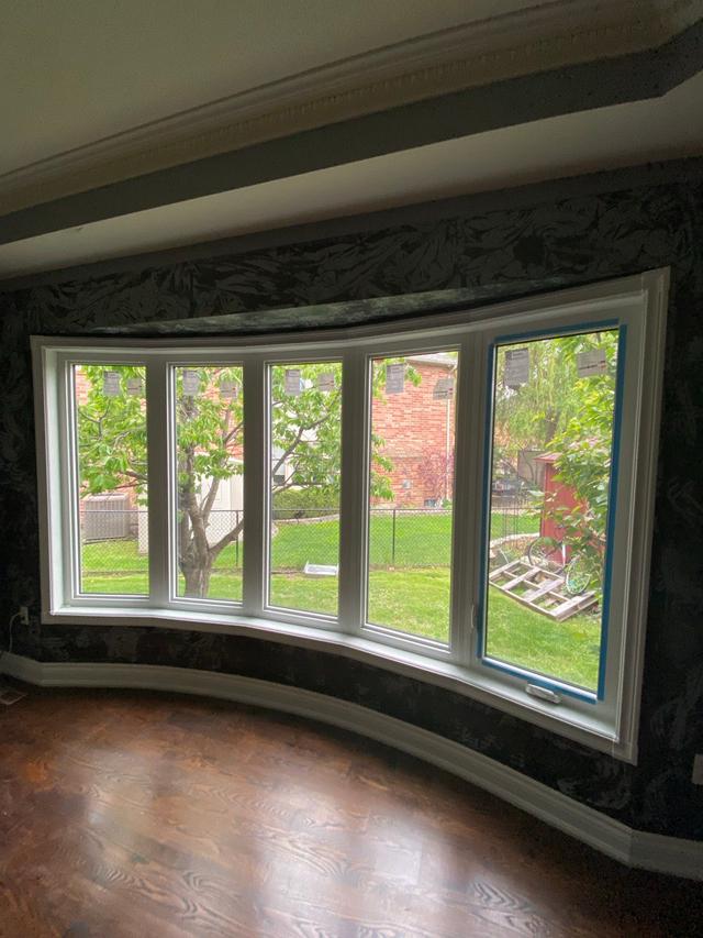 Newly installed bay window on a home